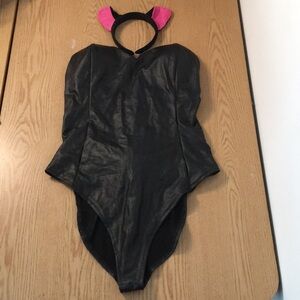 #0232 Womens Sexy 2Pc Playboy 🐰Bunny Halloween Costume 🎃 Stretchy Size Medium